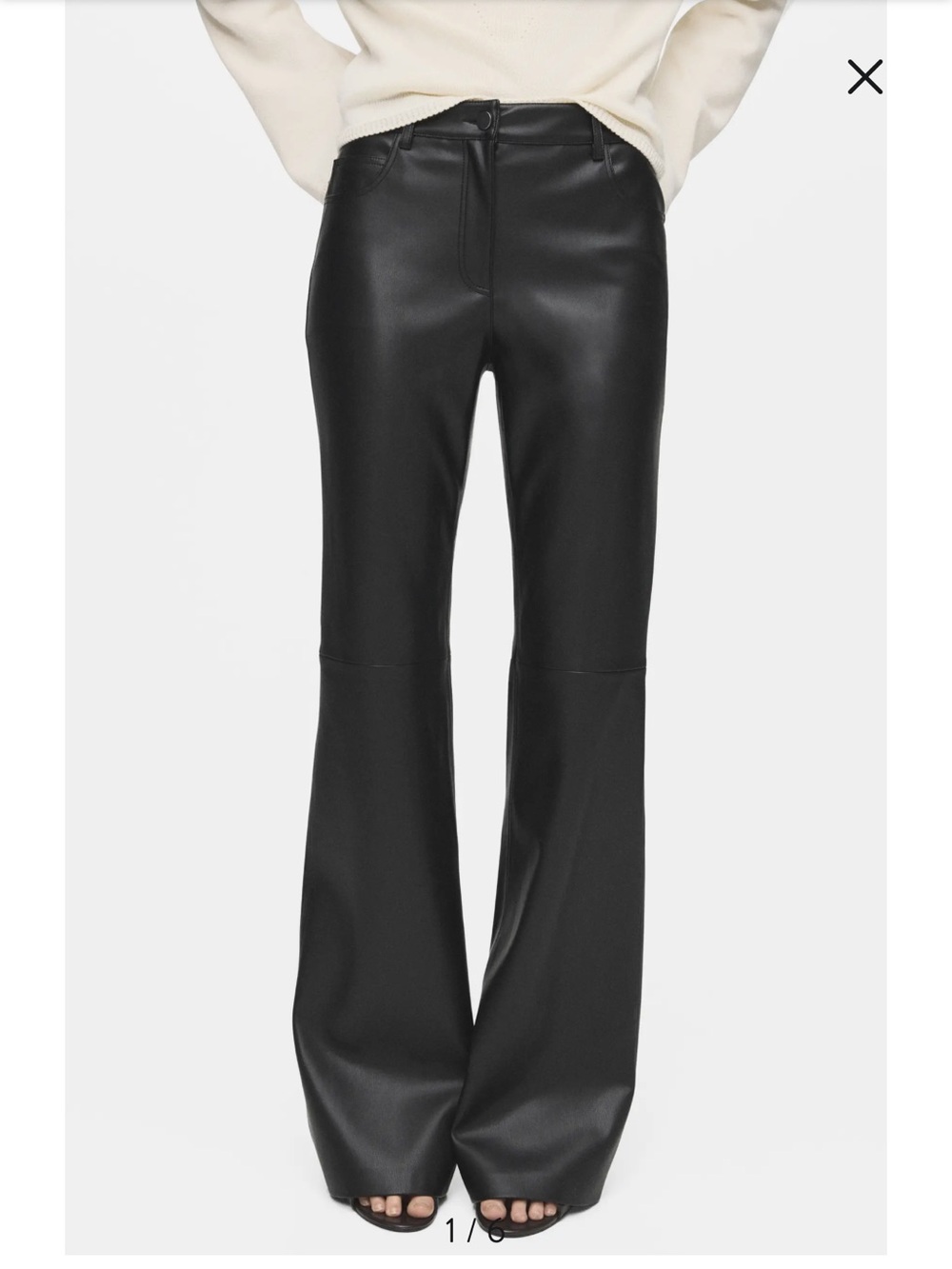 MNG Mango Black Connie Flared Faux Leather Pants